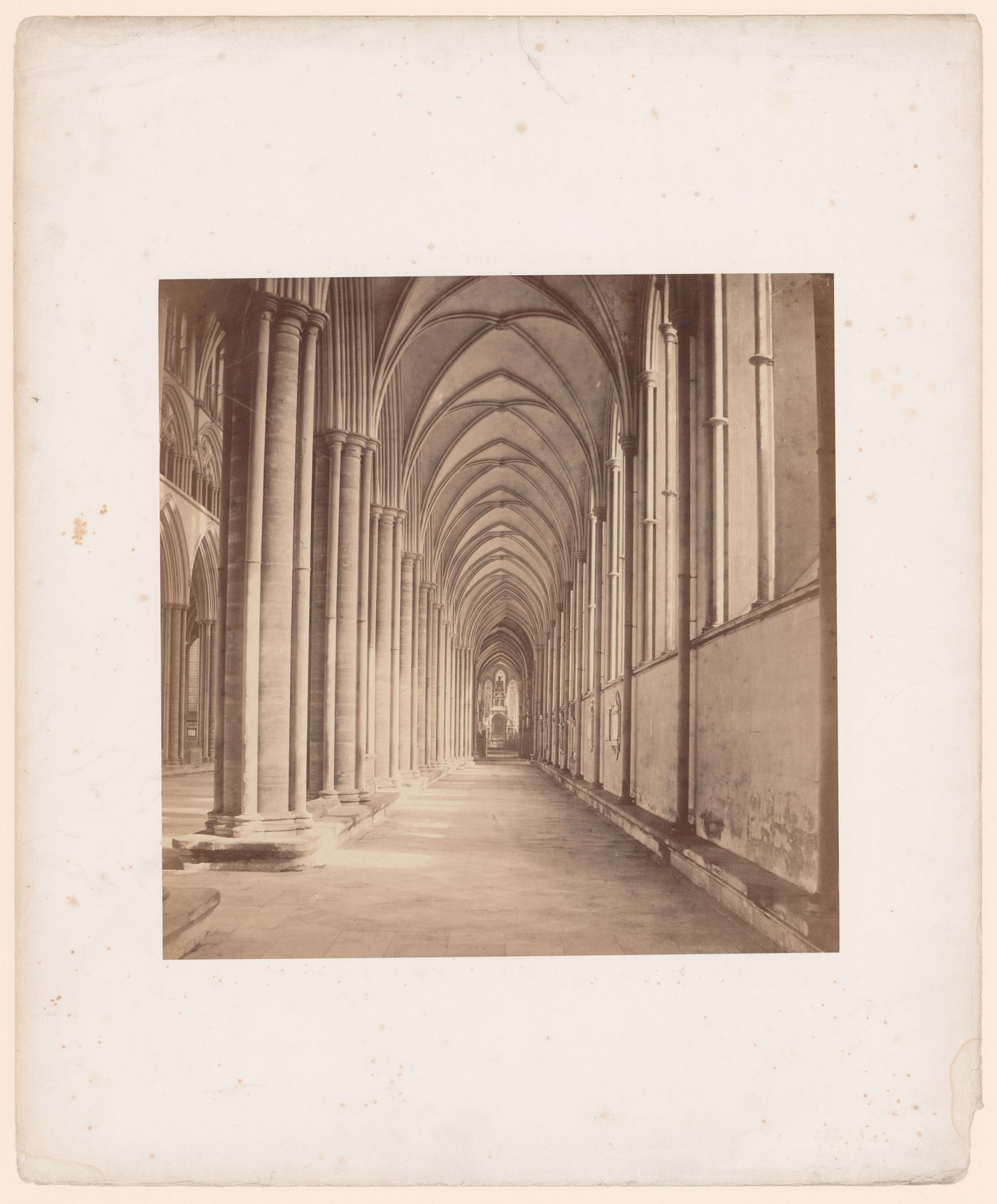 Interior view of aisle of cathedral, England ?