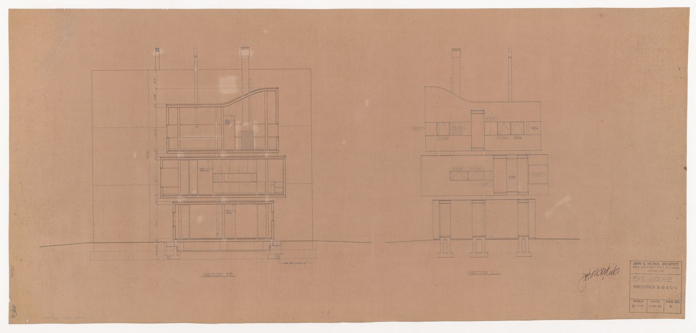 Sections B-B and C-C for Wall House 2 (Bye House)