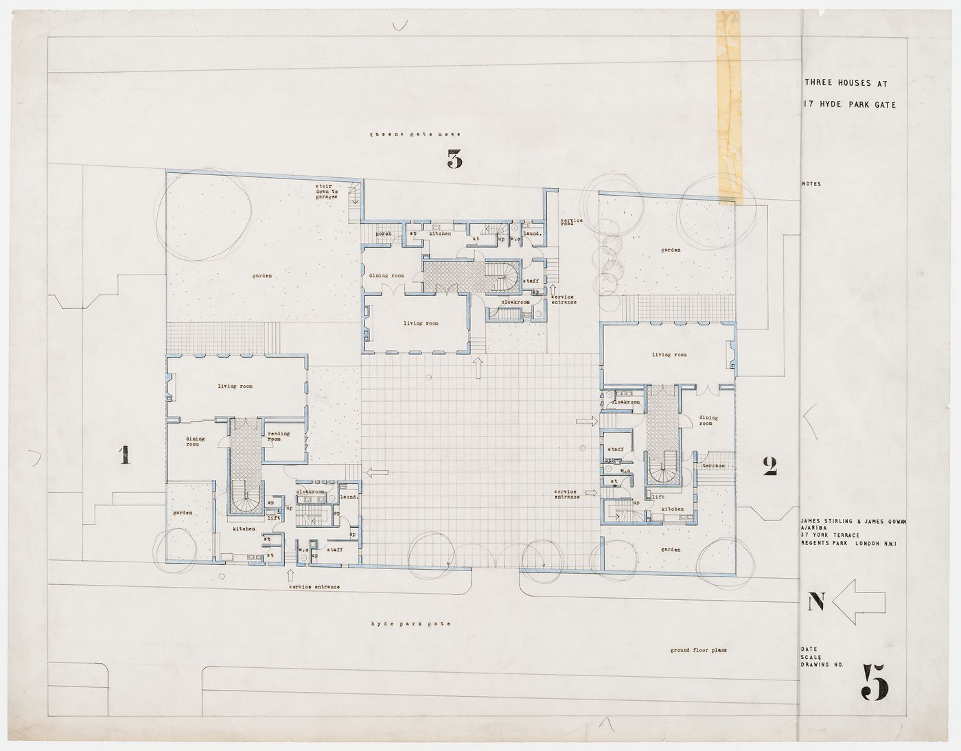 Three Houses for B. Mavrolean Family, London (competition entry): floor plan