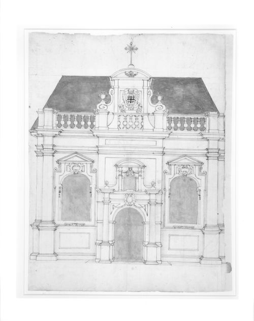 One-point perspective of a facade