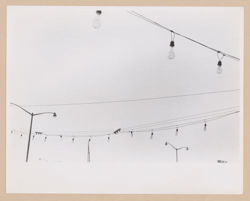 View of strings of lights and lampposts, Bruckner Boulevard, Queens, New York City, New York