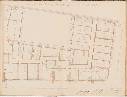 Contract drawing for an apartment house for Monsieur Le Comte, Paris: Plan for the "4e étage"