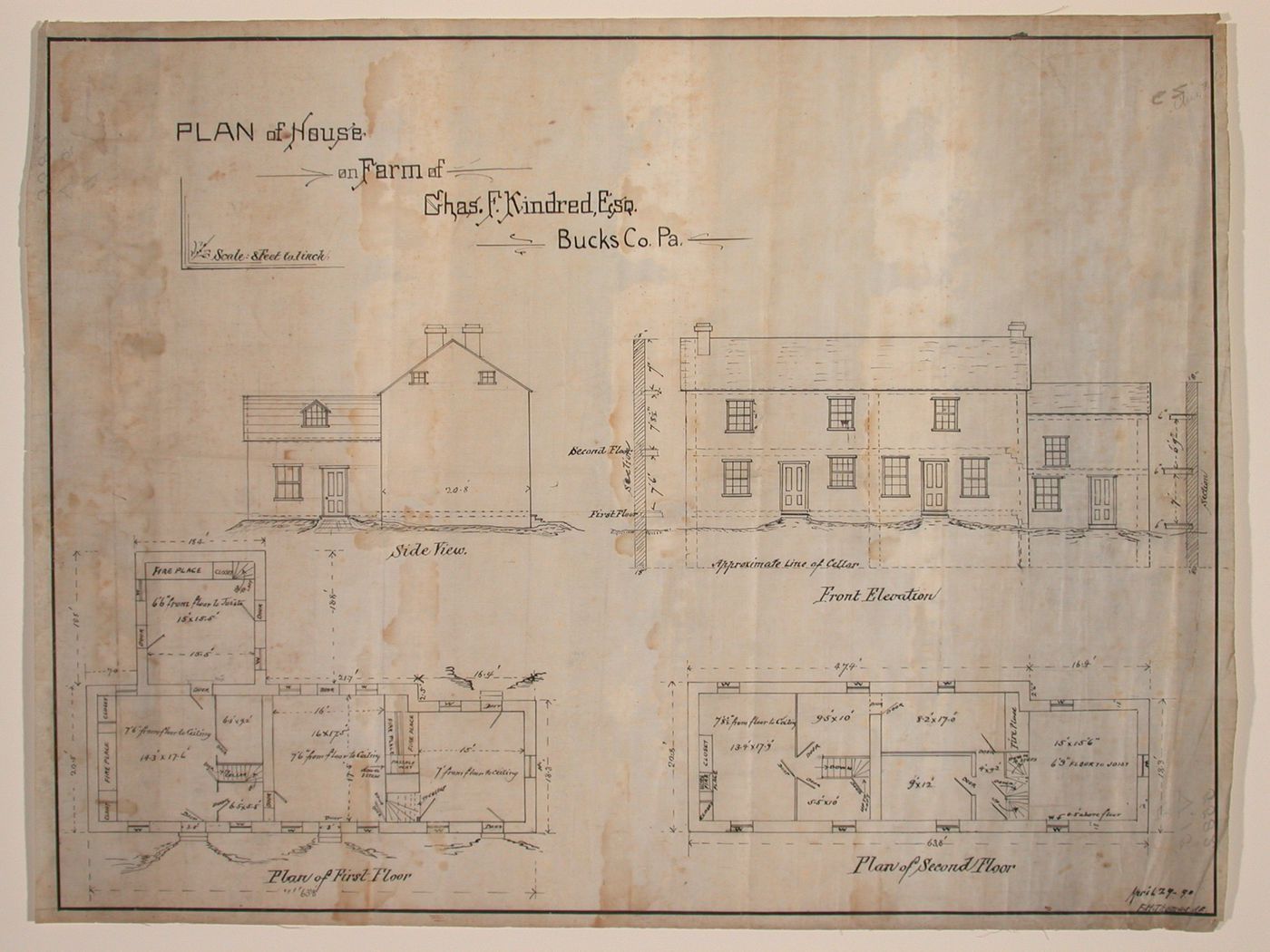 Plan of house on farm of Chas. F.Kindred, Esq.