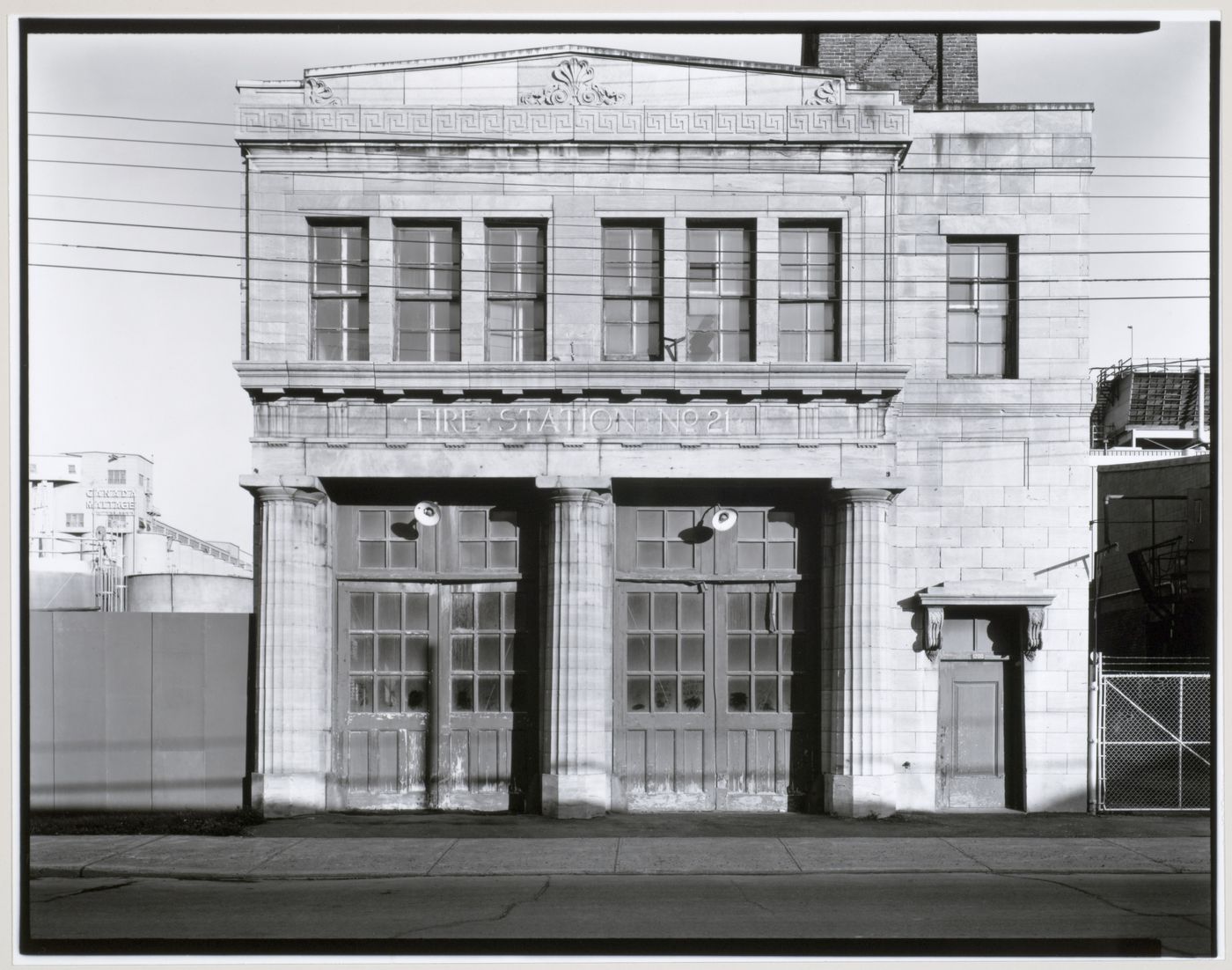 View of the principal façade of Fire Station no. 21, 1200 Mill Street, Montréal, Québec