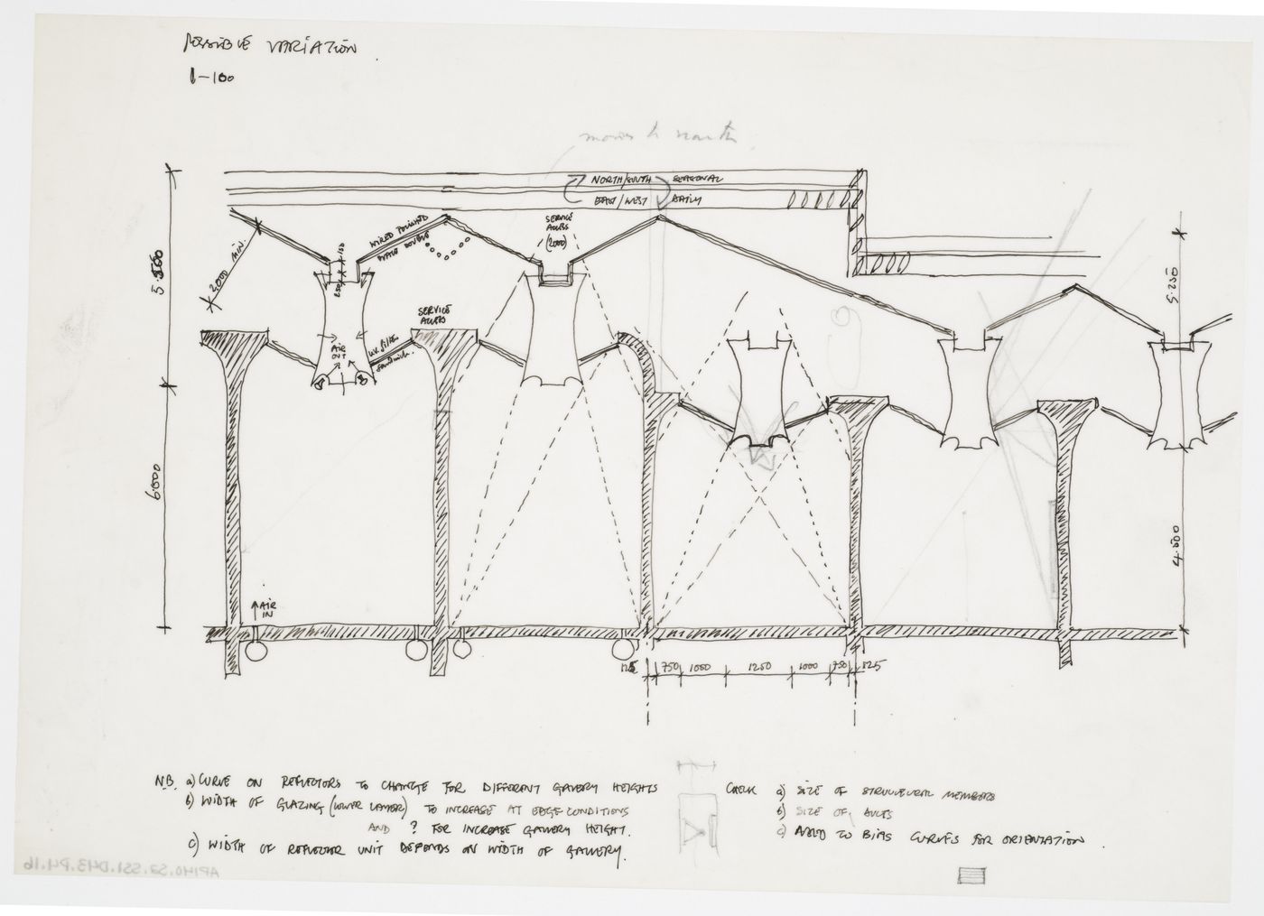 Nordrhein-Westfalen Museum, Dusseldorf, Germany: section through skylights