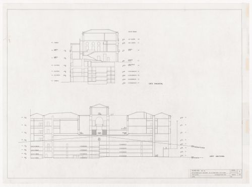 Sections for Recuperaçäo do Edifício dos Grandes Armazéns, Bloco C, Reconstrução do Chiado, Lisbon, Portugal