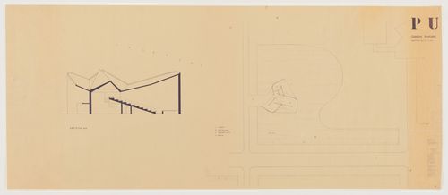 Gandhi Bhawan, Punjab University, Chandigarh, India: section and site plan