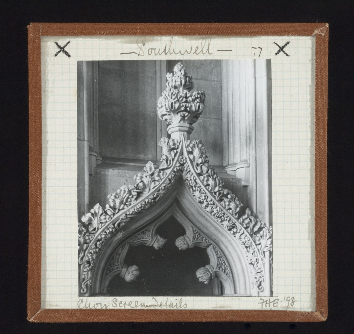 Detail view of canopy of choir screen, Southwell Minster, Southwell, Nottinghamshire, England