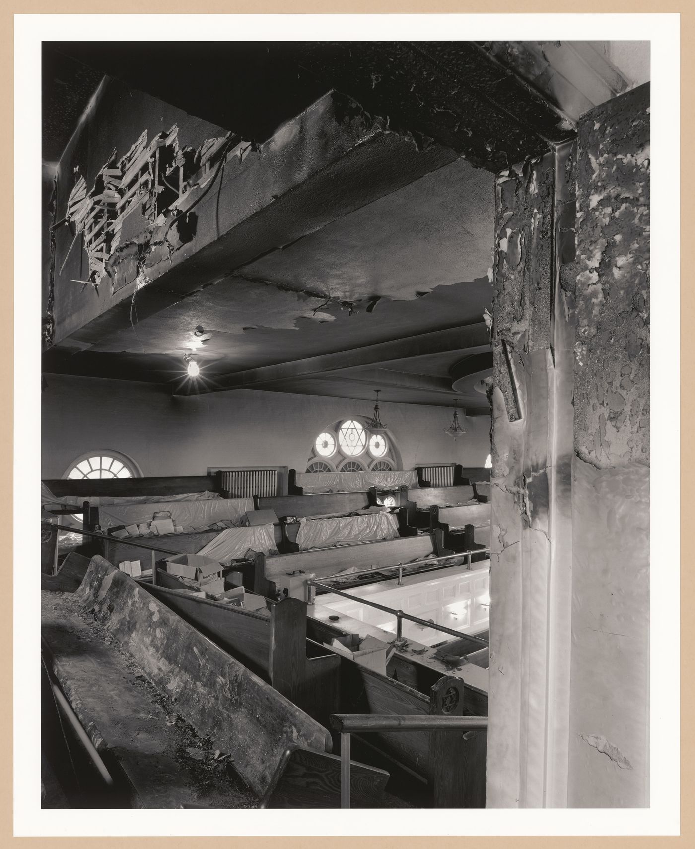 Instruments of Faith: View of Fire damage, Anshei Minsk Synagogue, Toronto