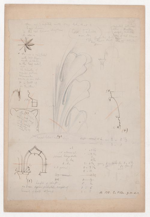 Worksheet No. 138, for 'The Stones of Venice': Details of the balcony of Palazzo Falier