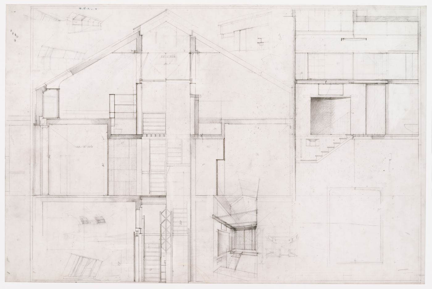Sections of the stairs and the third floor for Casa Frea, Milan, Italy