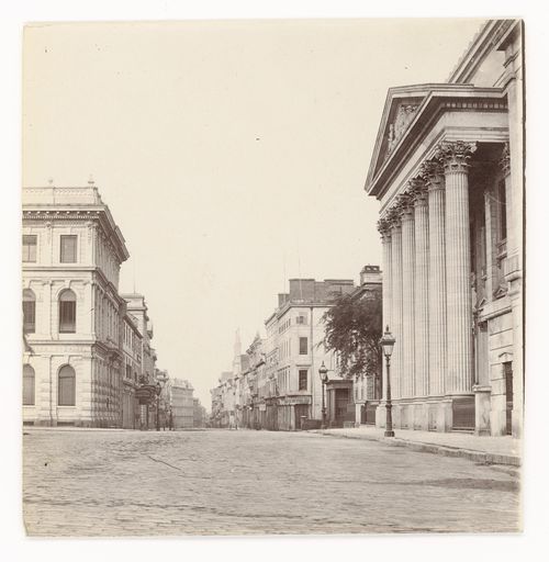 Rue Saint-Jacques looking west from Place d'Armes, Montréal, Québec