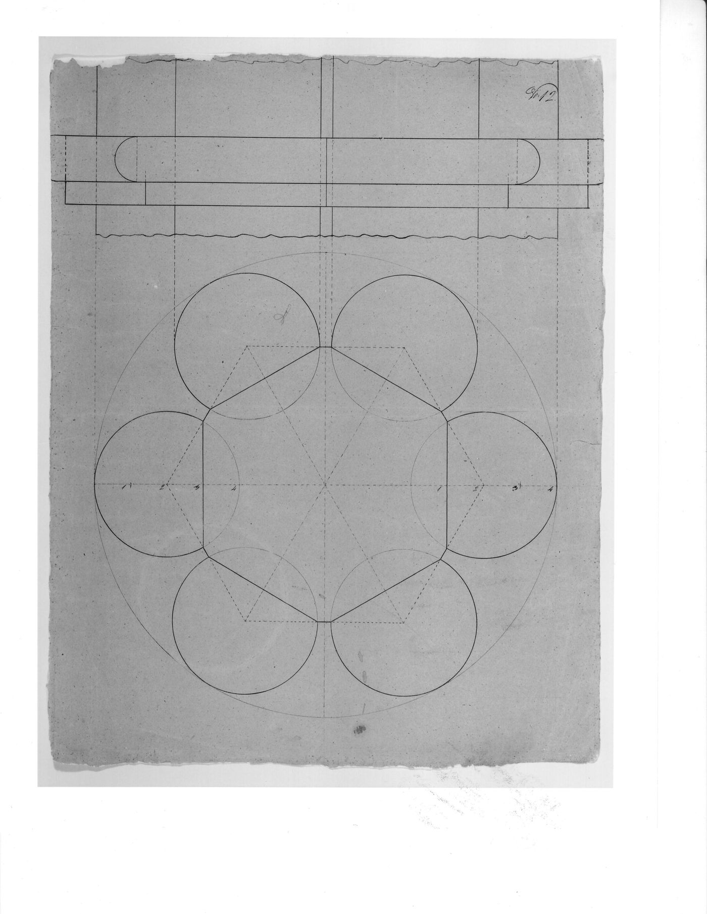 Plan and partial elevation for a column for the tribune for Notre-Dame de Montréal