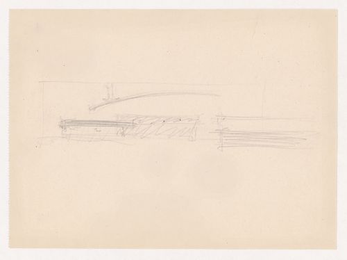 Sketch elevation for a theatre with suspended acoustic ceiling