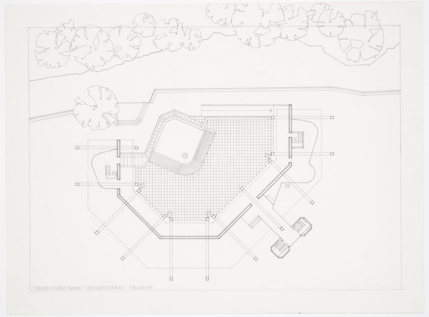 Florey Building, Queen's College, University of Oxford, Oxford, England: ground floor plan