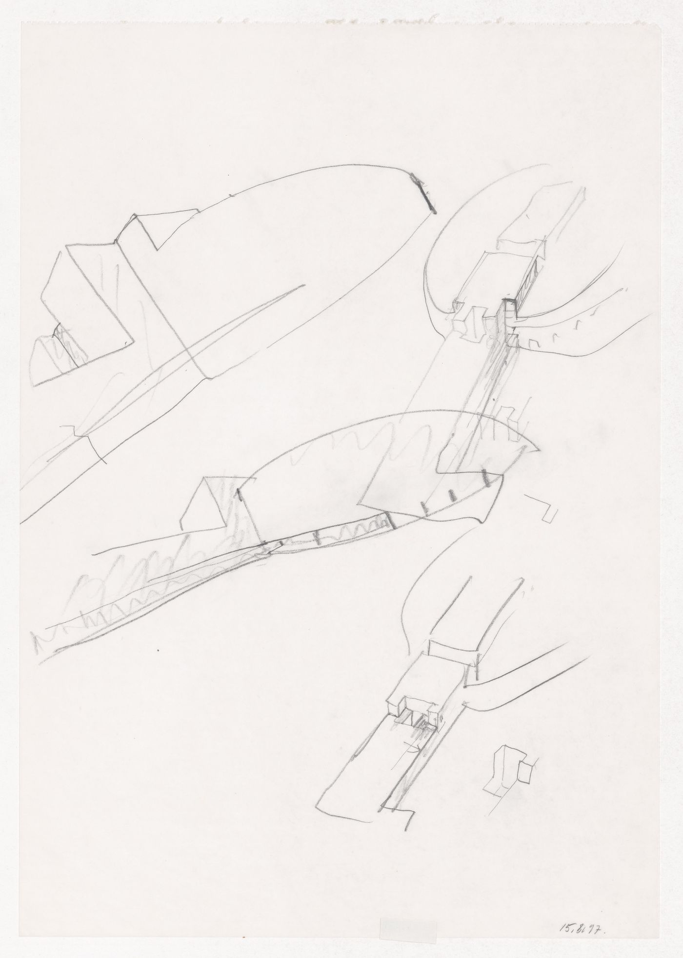 Sketch axonometric views for Pavilhão Multiuso, Vigo, Spain