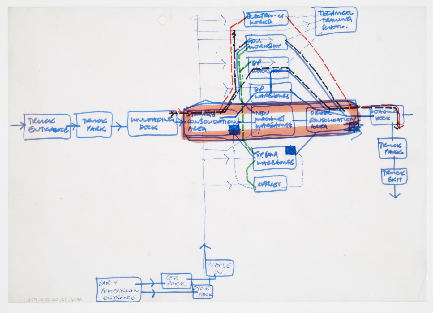 British Olivetti Headquarters, Milton Keynes, England: schematic plan