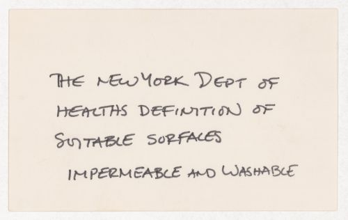 The New York Dept of healths definition of suitable surfaces impermeable and washable