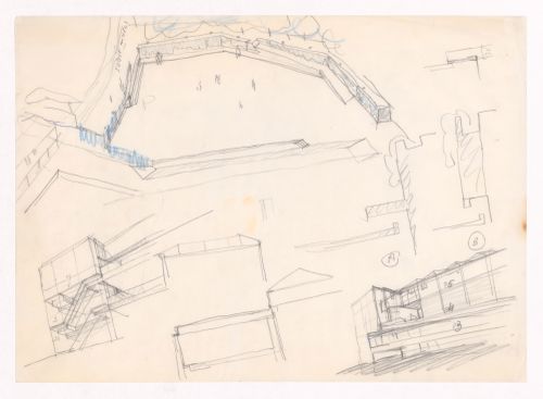 Sketch perspectives of façade and wall enclosure for Edifício de Escritórios na Av. D. Afonso Henriques, Avenida da Ponte, Porto, Portugal