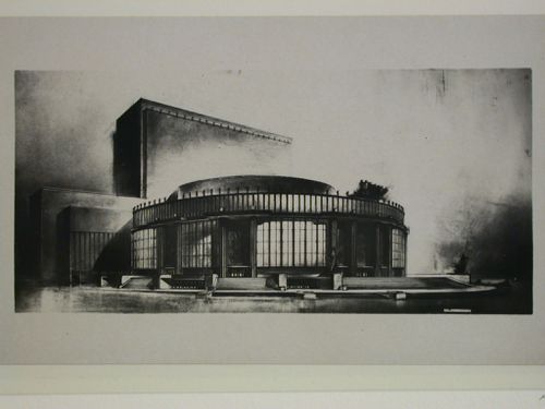 Photograph of a perspective drawing for a Red Army Theater, Moscow