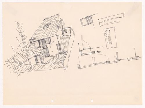 Sketch perspective and details for Habitação Dr. Júlio Gesta, Matosinhos, Portugal