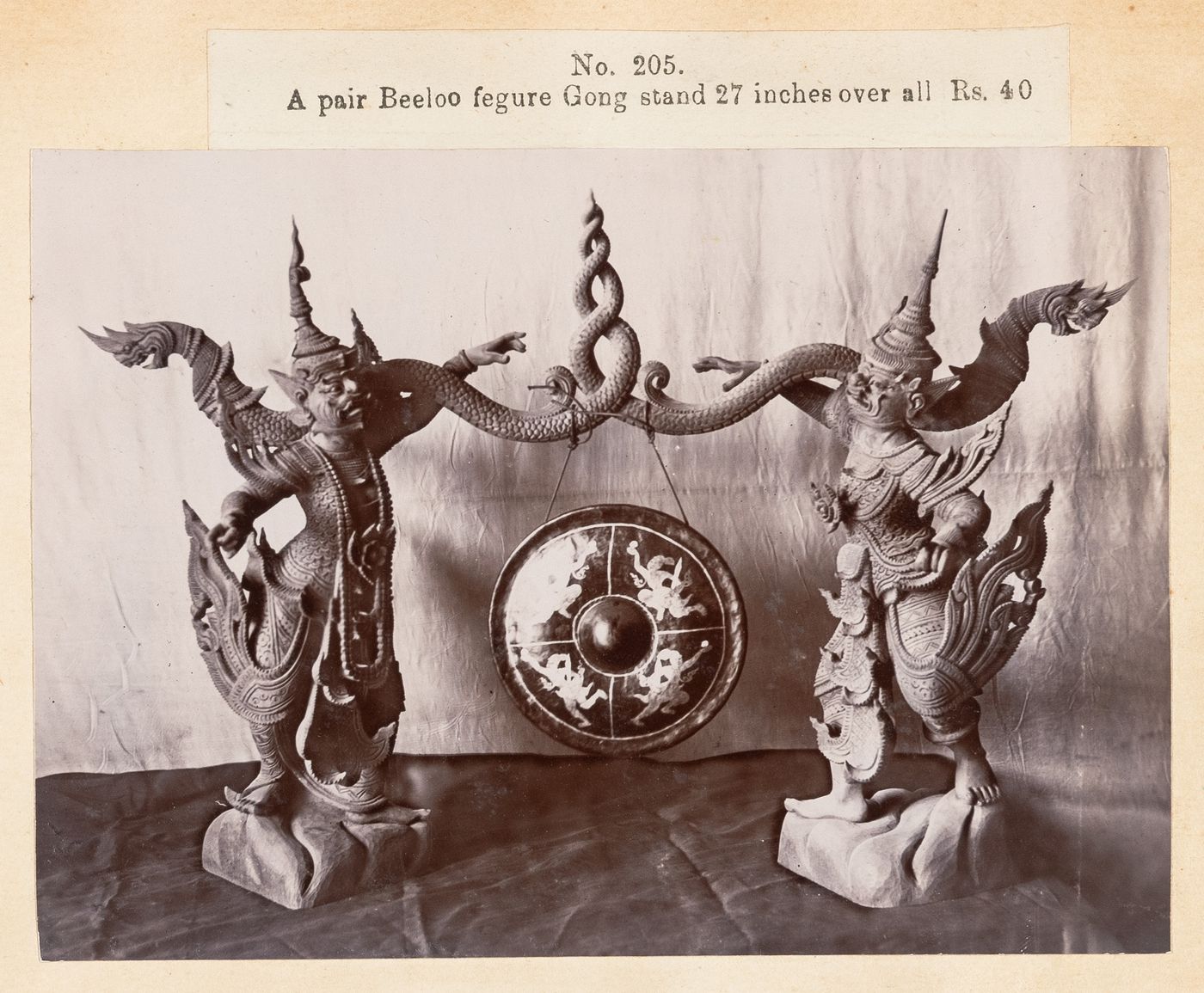View of a gong, F. Beato Limited, C Road, Mandalay, Burma (now Myanmar)