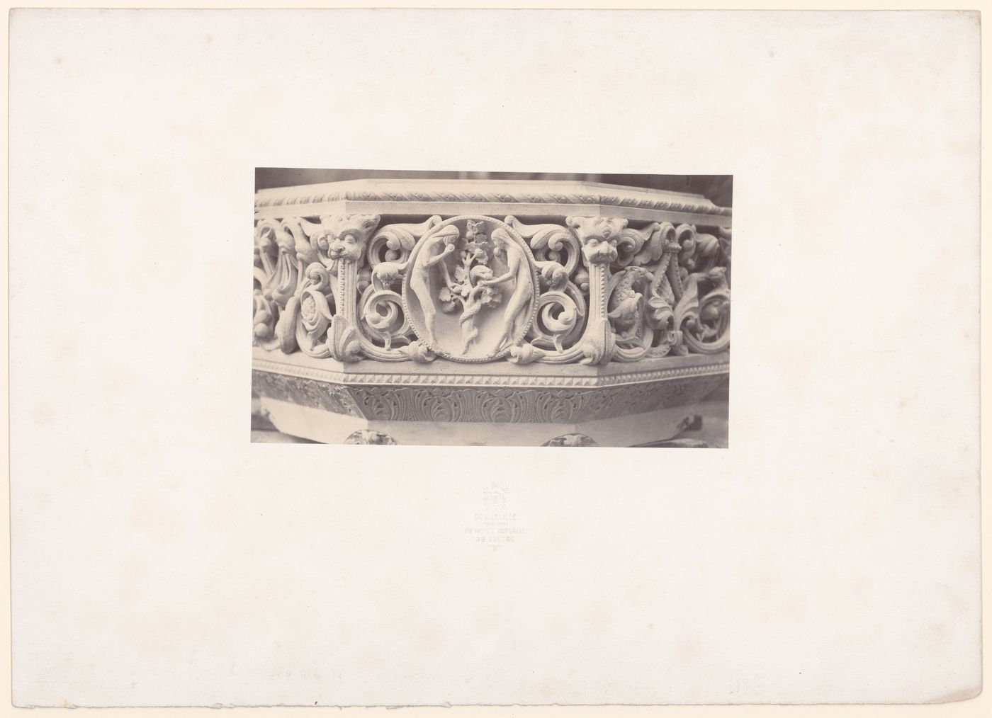 Font with Adam and Eve sculpture, unidentified church, France ?