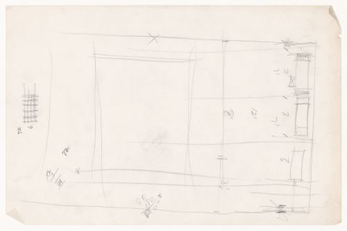 Sketch plan for a campus building for Illinois Institute of Technology, with an unidentified sketch