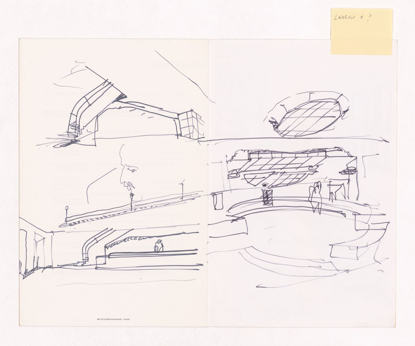 Sketch perspectives with portrait for Banco Pinto & Sotto Mayor, agência e clube, Lamego, Portugal