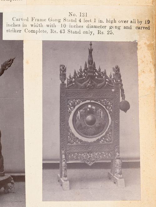View of a gong, F. Beato Limited, C Road, Mandalay, Burma (now Myanmar)