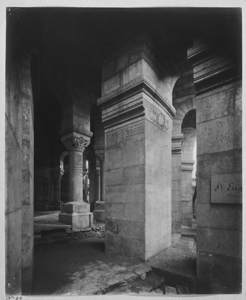 Columns and piers marking entrance to Saint Peter's chapel, lower church, Basilica of Sacré-Coeur de Montmartre, Paris, France