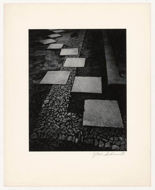 View of stepping-stones and paving stones beside the Onrindo, Katsura Rikyu (also known as Katsura Imperial Villa), Kyoto, Japan