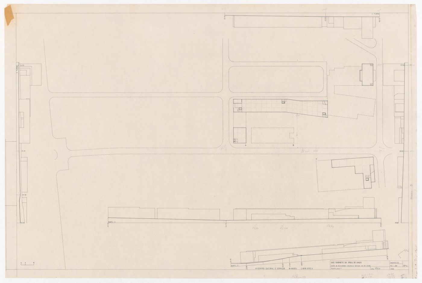 Level one plan for Centro Cultural de Sines, Sines, Portugal