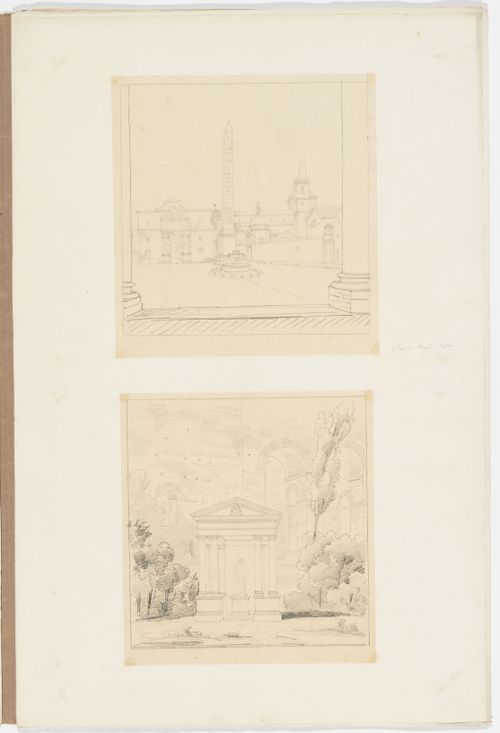 View of Piazza del Popolo, Rome; View of an unidentified temple, probably in Rome