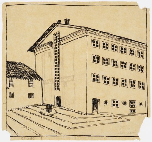 Sketch perspective for the principal façade for Karl Johansskolan, Göteborg, Sweden
