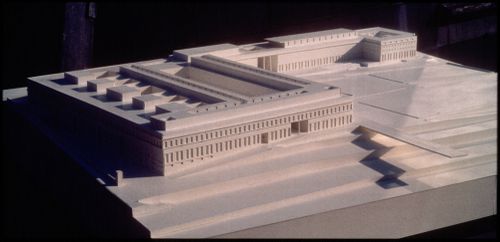 View of model for Biblioteca de França, Paris, France