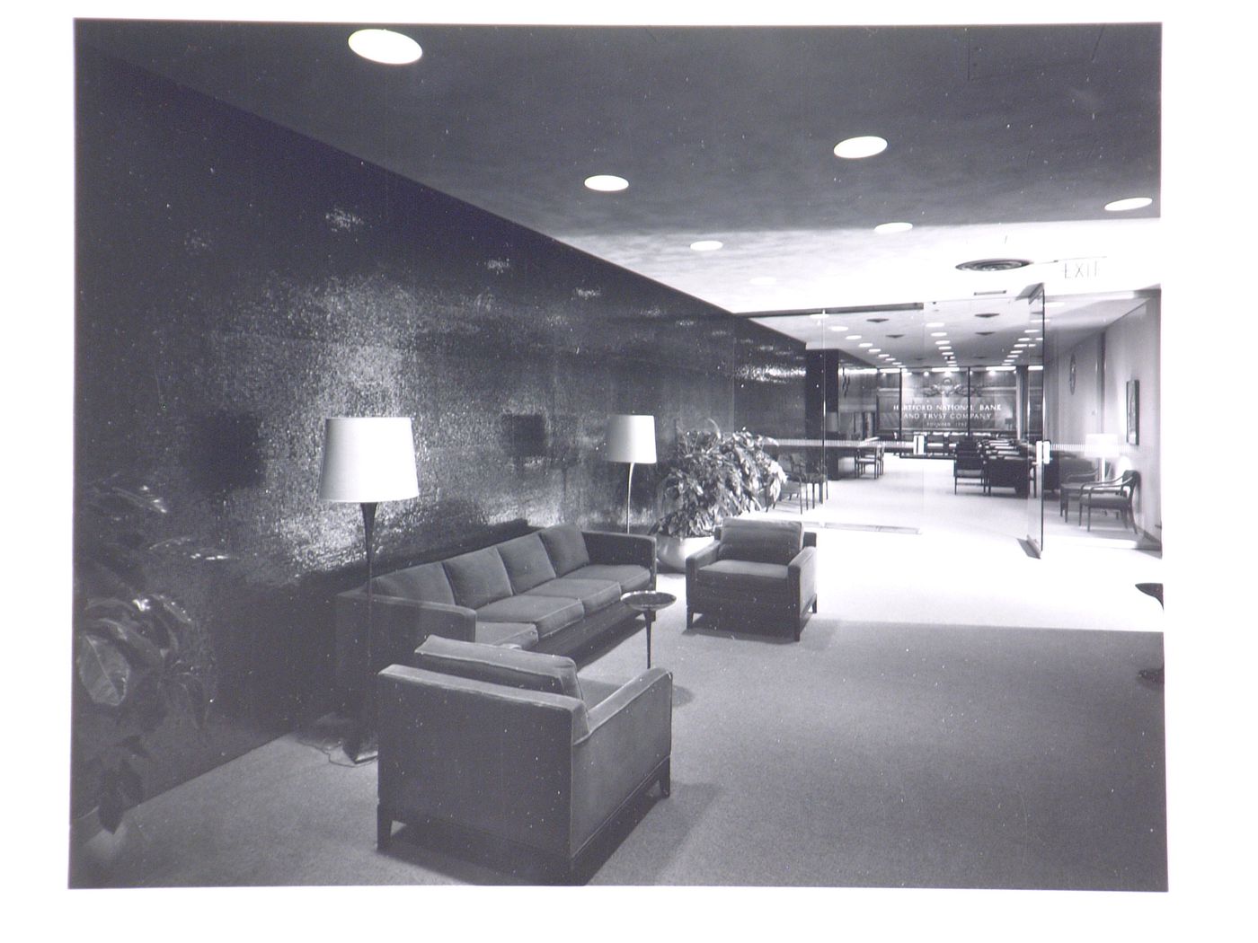 Interior view of a reception area, Hartford National Bank and Trust Company building, Hartford, Connecticut, United States
