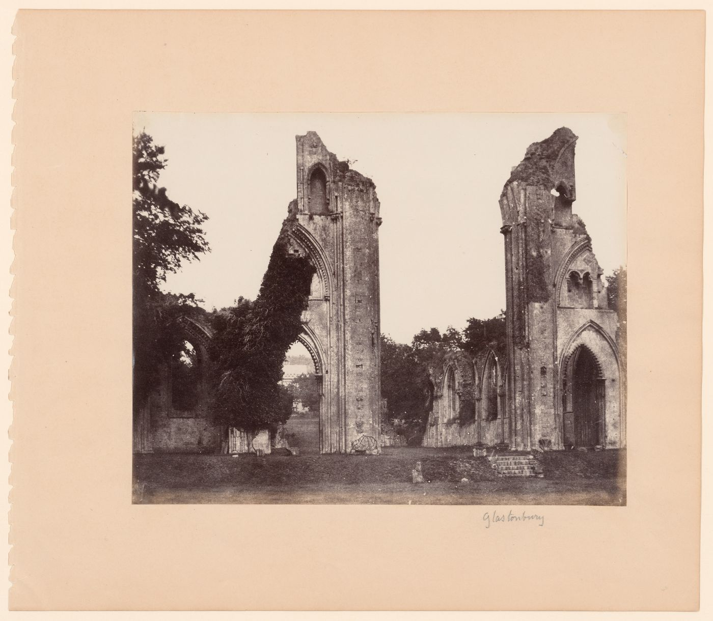 Nave of ruined abbey, Glastonbury, England