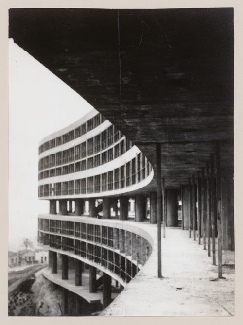 View of Pedregulho housing development, under construction, Rio de Janeiro, Brazil
