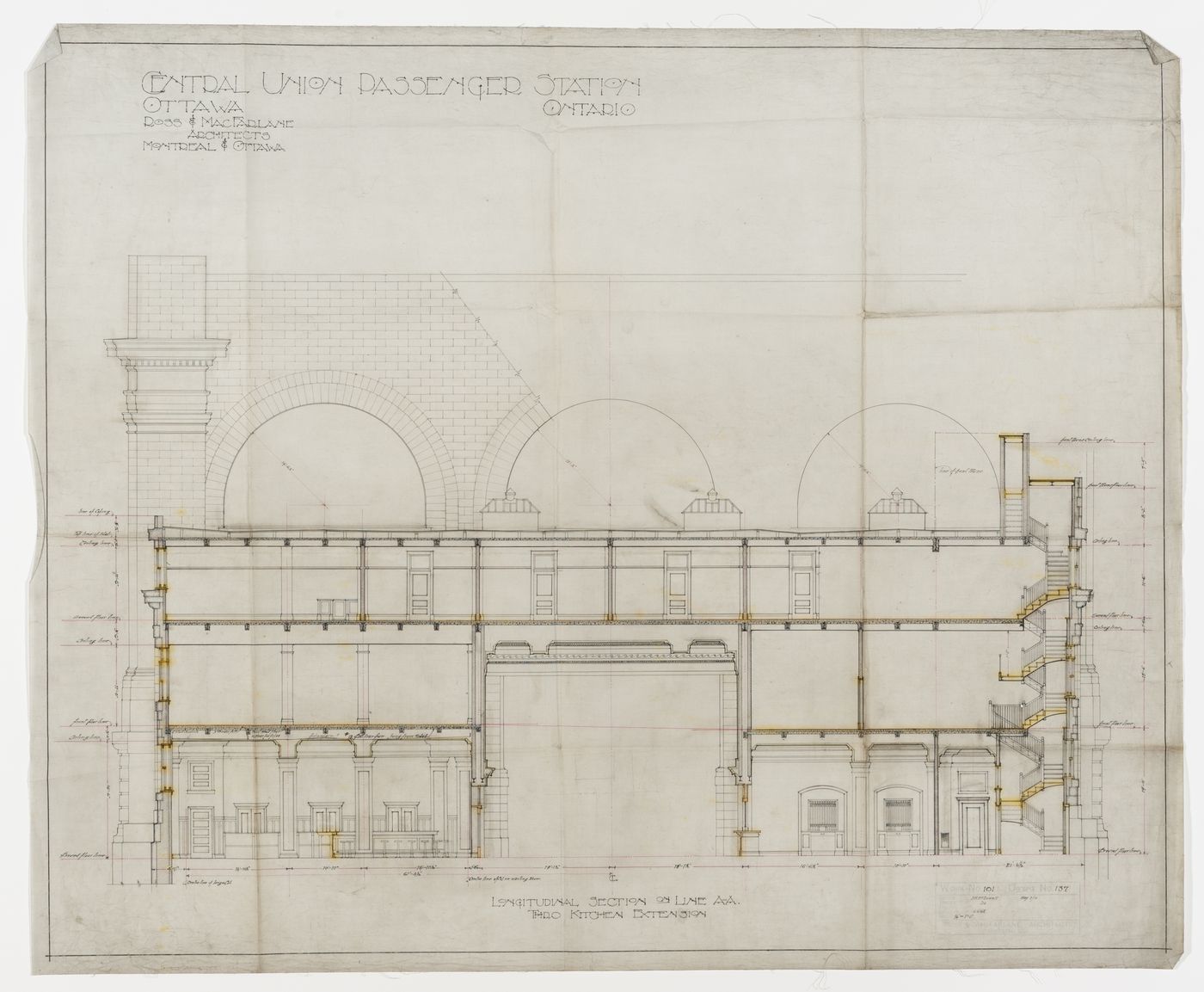 Section for Central Union Passenger Station, Ottawa, Ontario