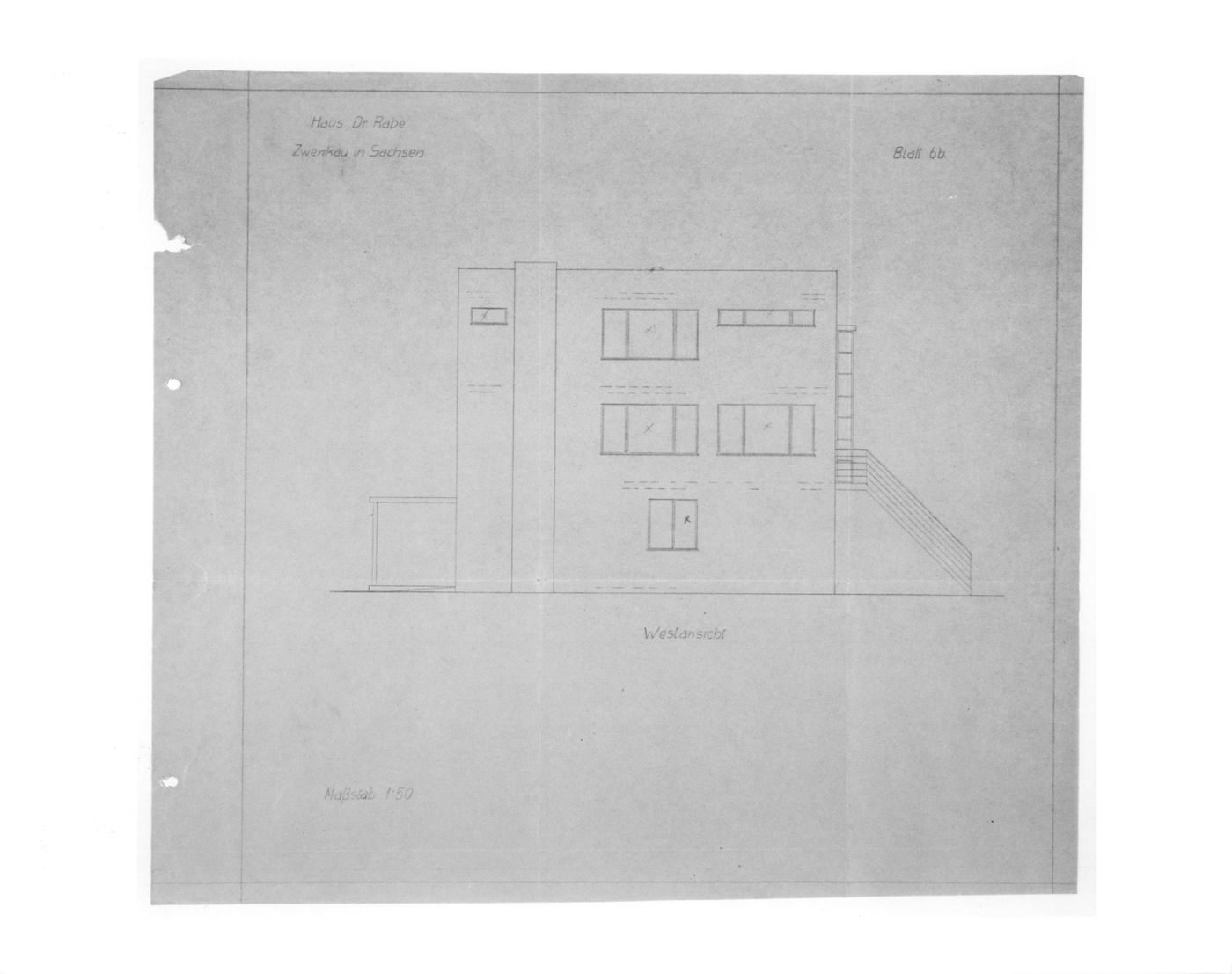 Dr Rabe House, Zwenkau - west view- Blatt 6B