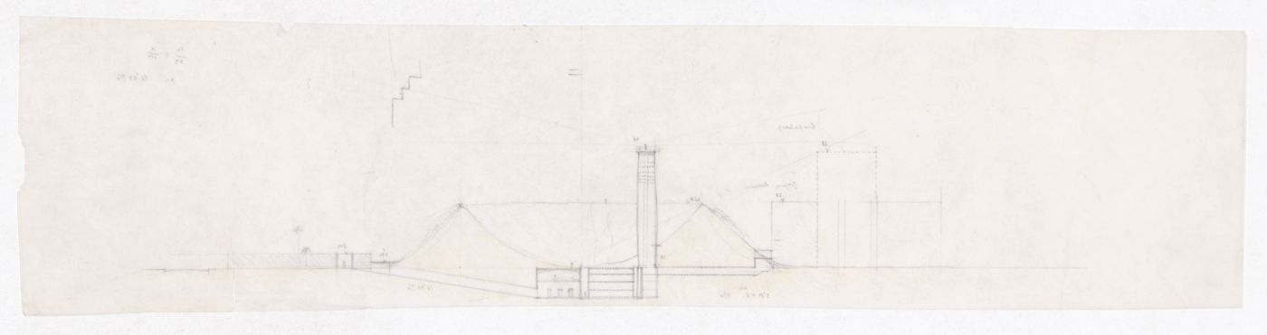 Sketch section for Monumento às vítimas da Gestapo, Prinz-Albrecht-Palais, Berlin, Germany