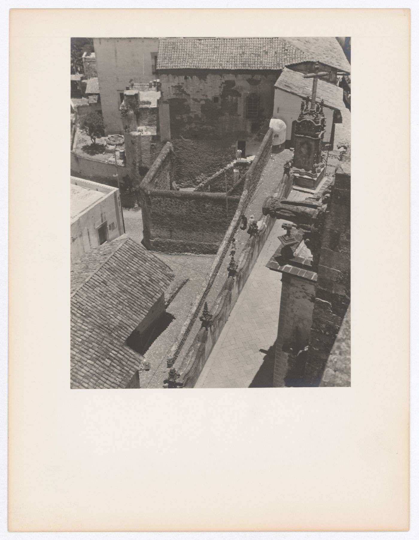 View of a street and the churchyard, from Santa Prisca, Taxco de Alarcón, Mexico