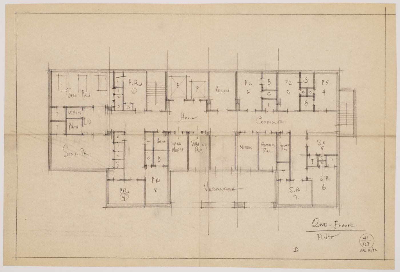 Montréal Neurological Institute, Montréal, Québec: second floor plan