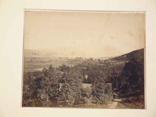 Distant view of town and valley, Bagnères-de-Bigorre, France