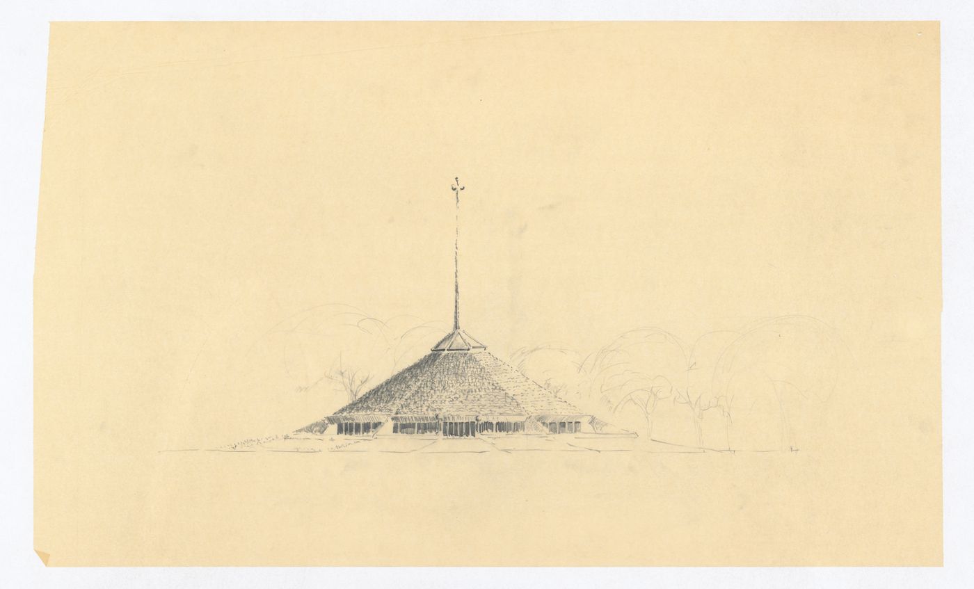 Sketched elevation, North Christian Church, Columbus, Indiana