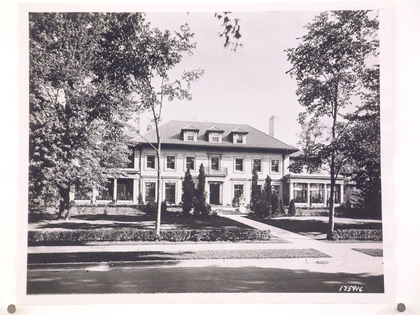 View of the principal façade of the Benjamin Siegel house, West Boston Boulevard, Detroit, Michigan