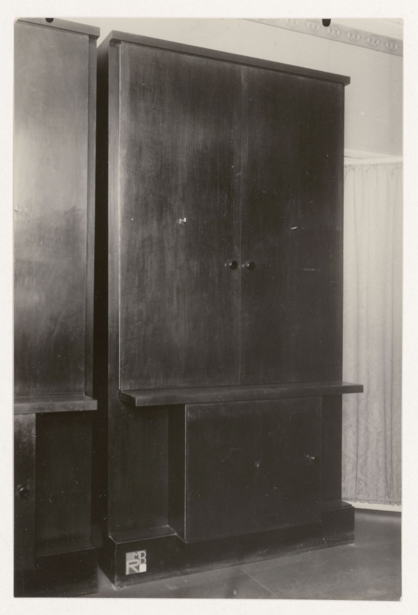 Partial view of a wood cabinet designed by J.J.P. Oud for museum Boymans, Rotterdam, Netherlands