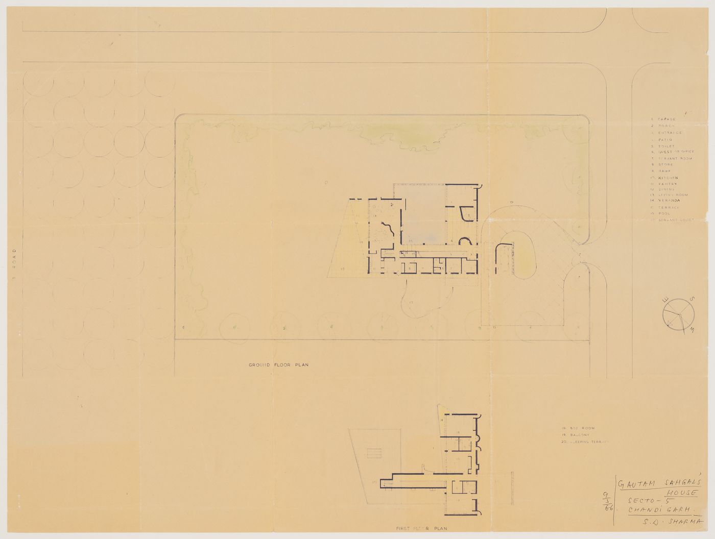 Plans for Gautam Sahgal's house, Chandigarh, India