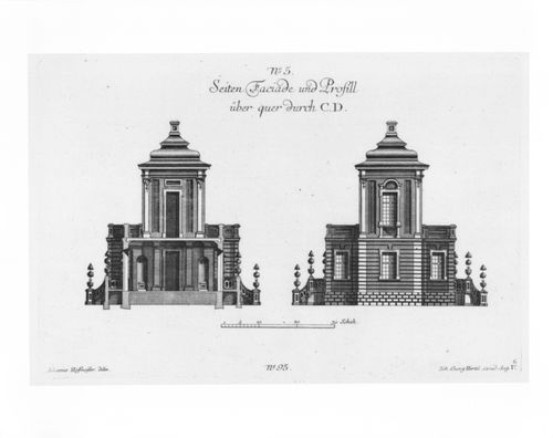 Cross section and end elevation of a Garden Pleasure House